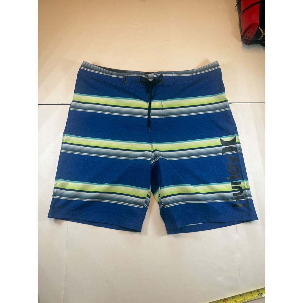 Hurley Phantom Mens Blue Striped Board Shorts Swim Trunks Size 34 MBS0008770